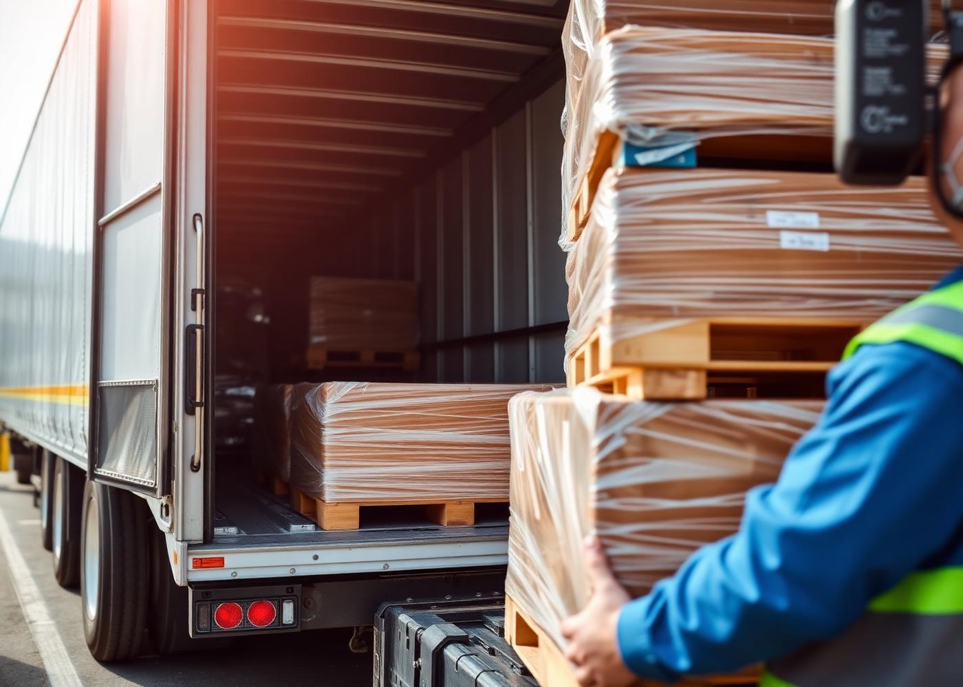Dock workers loading freight into a NorthGrid trailer